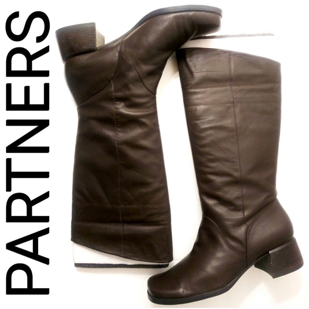 PARTNERS SALLY LEATHER BOOTS - BROWN